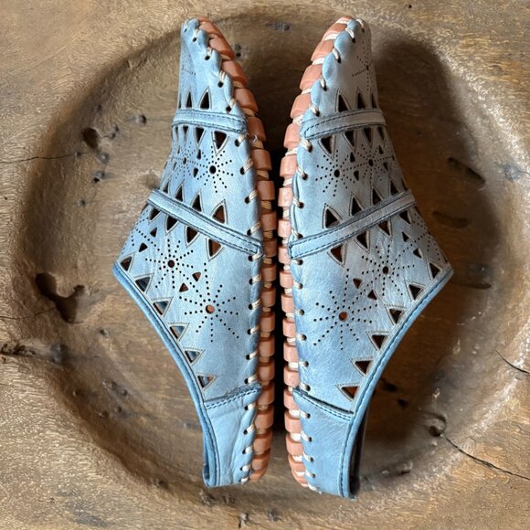 Spring Step Fusilade blue leather cutout mules slip-on shoes women's 38 / 7.5–8 - Picture 7 of 8